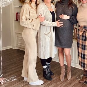 NastyGal Knit Sweater Set - Beige/Oatmeal Color